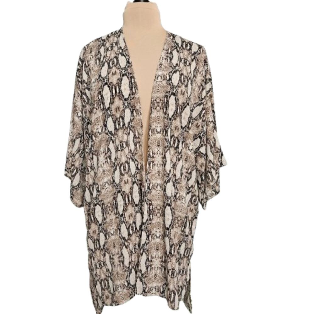BLVD Kimono Cardigan Womens Small Medium Duster High Low‎ Snake Print Cardi